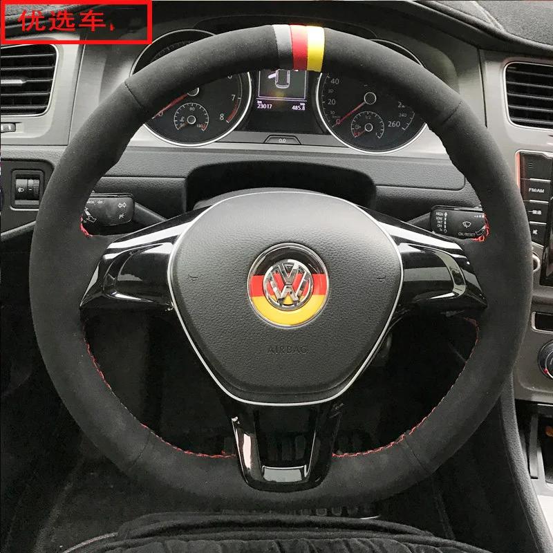 עבור פולקסווגן VW גולף 7 Mk7 פולו ג'טה פאסאט B8 טיגואן שאראן טוראן כיסוי הגה קלוע עשה זאת בעצמך סיבי פחמן פנים