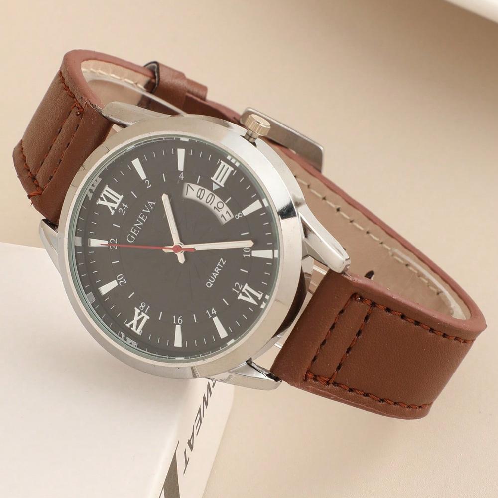1pc-Fashion Men's Watches, Business Quartz Watches, Luxury Leather Men's Leisure Clocks, Gifts Men's Sports Watches