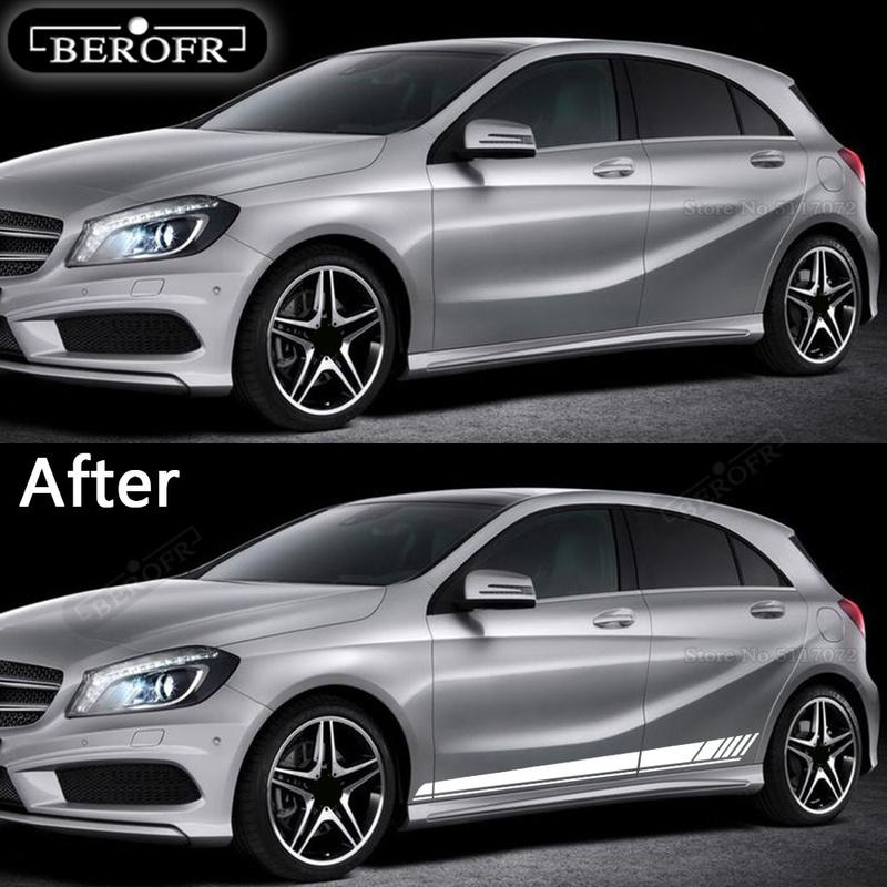 Car Side Body Sticker Stripe Skirt Sport Decal For Mercedes Benz A Class W176 W177 A45 A180 A200 A220 A250 X117 AMG Decoration