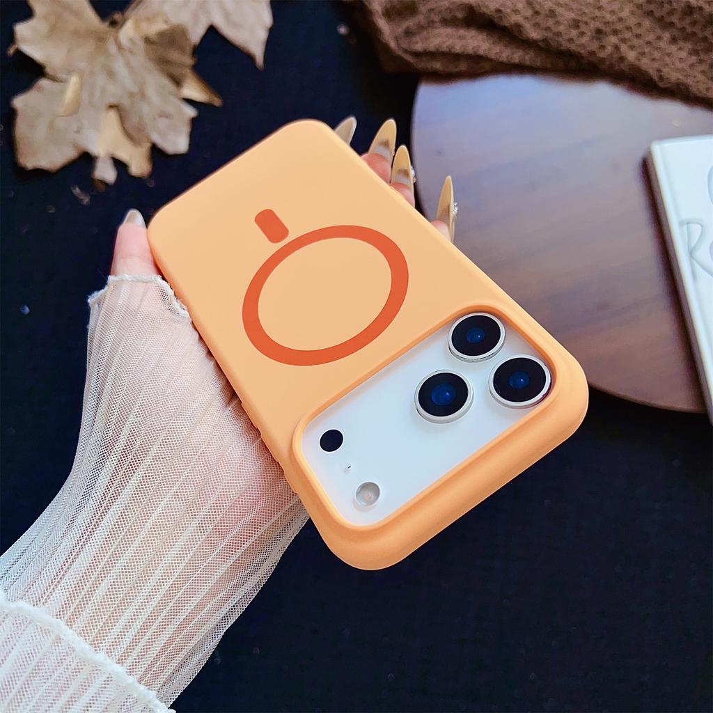 For iPhone 17 Pro Magnetic Case Silicone + PC Protective Phone Back Cover Compatible with MagSafe