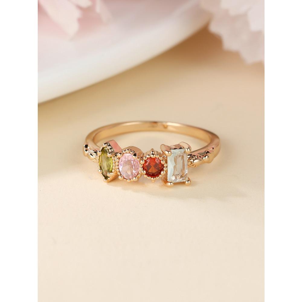 Explosive Rainbow Zircon with Ring Versatile Small Fresh Design Exquisite Versatile Womens Ring