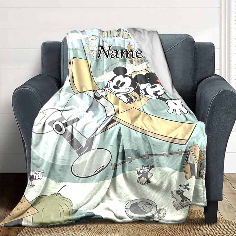 Custom Name Mickey Friends Adventure Blanket for Couch & Bed, Plush Cozy Fuzzy Blanket Super Soft & Warm Blankets for Fall and Winter. 090827
