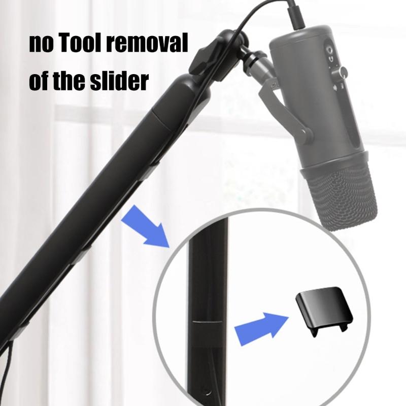 Foldable Portable Aluminum Mic Boom Stand Shake Proof Design Compatible for Smartphones Tablets Podcast Studio Use