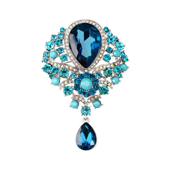 

Женская роскошная кулон-капля со стразами, свадебная коктейльная брошь, булавка синий