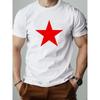 European Size Simple Men's T-Shirt Top Summer Loose Quick-Dry Short Sleeve Five-Star Pattern Print Men's Pullover T-Shirt