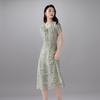 SOFSIL 2026 Summer French V-neck Floral Silk Dress