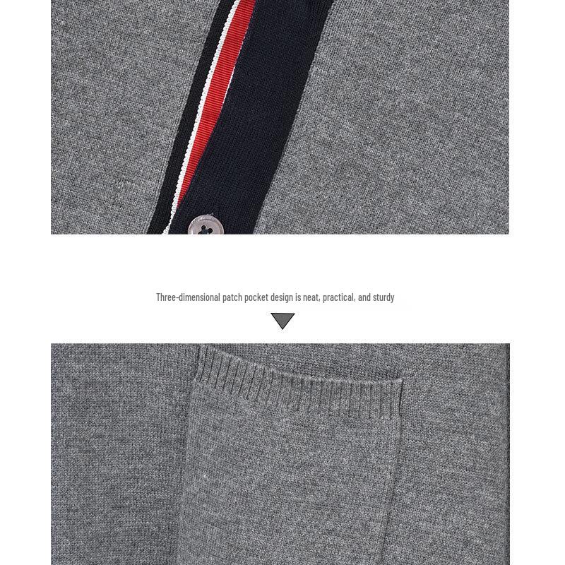 TB BROWIN2025 Autumn/Winter Colorblock Wool Sweater with Four Stripes