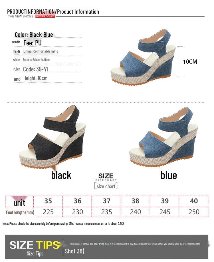 Women's Platform Wedge Peep-Toe Sandals with Round Toe High Heel for Outdoor Wear
