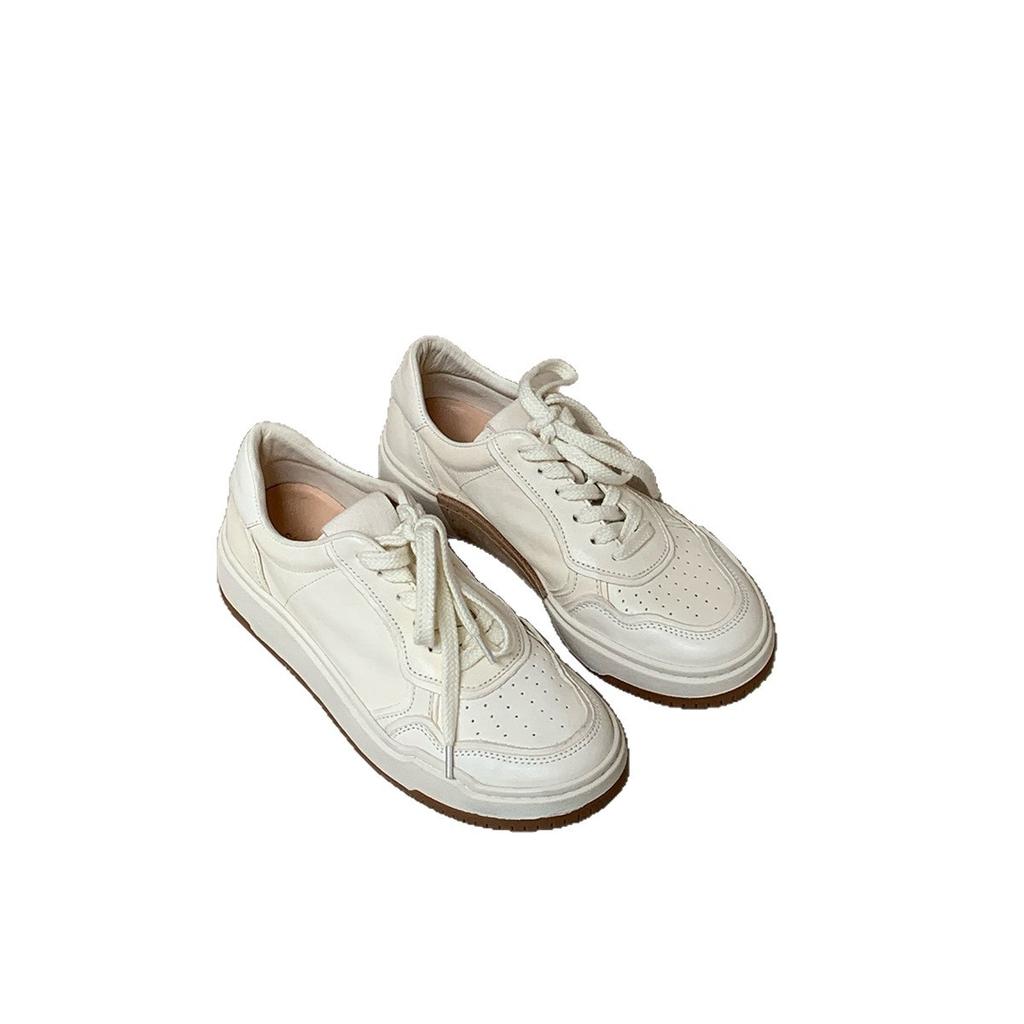 Grape mother has the same round head lace-up, breathable thick-soled versatile little white shoes for women, fashionable and comfortable sports a