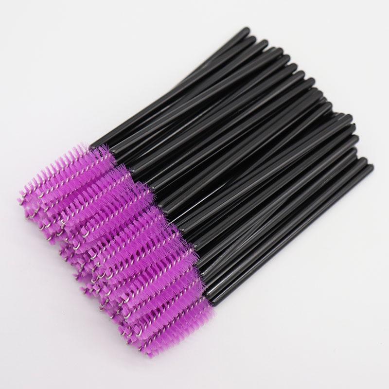 Pack of 50 Disposable Eyelash Brushes with Nylon Bristles, Solid Handle - Portable Eyebrow Brush and Eyelash Curler Makeup Tools.