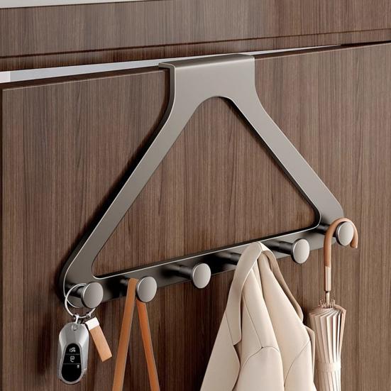 Aufhängbar All-in-One Über die Tür 6 Hakenleiste Bohrlos Kleiderbügel Handtuchhalter Universelle Aufbewahrungslösung Badezimmer Schlafzimmer Organizer