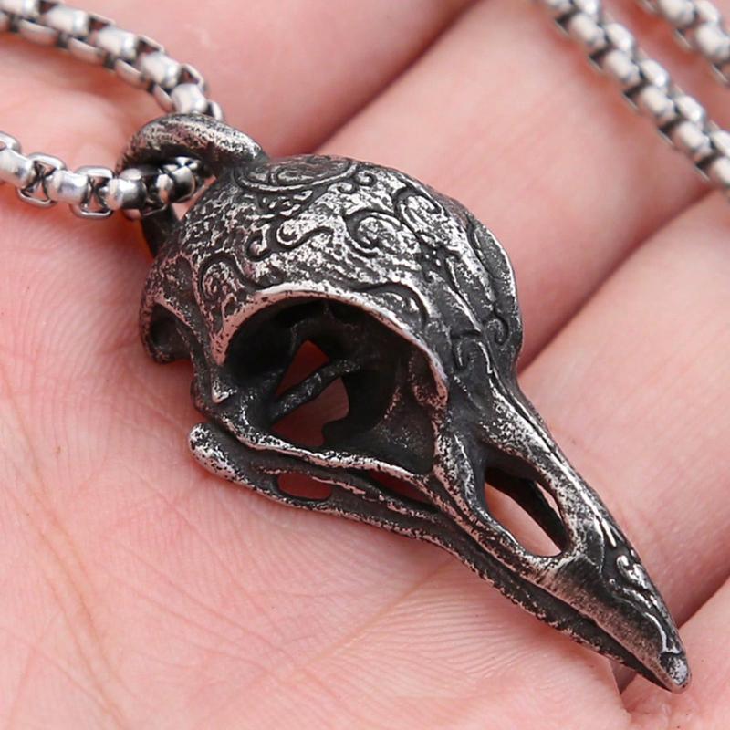 1 Stück Vintage Rabenschädel Knochen Halskette Anhänger, Unisex Personalisiertes Geschenk Dekoration