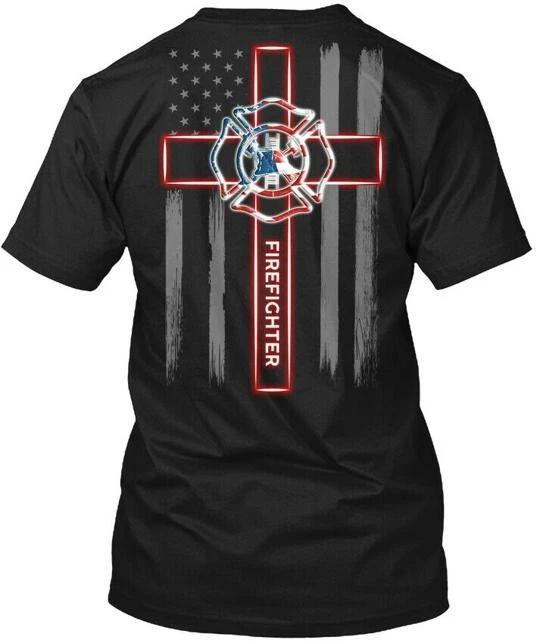 

Firefighter Us Flag - Tee 100% Cotton T-shirt Mens Tees Top Made in the USA T-Shirt Tee Top Unisex XL