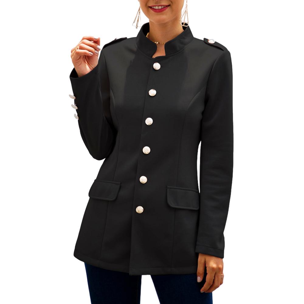 Mode Frauen Blazer Dame Revers Lange Hülse Taste Slim Fit Kleinen Anzug Frauen Jacke Mantel