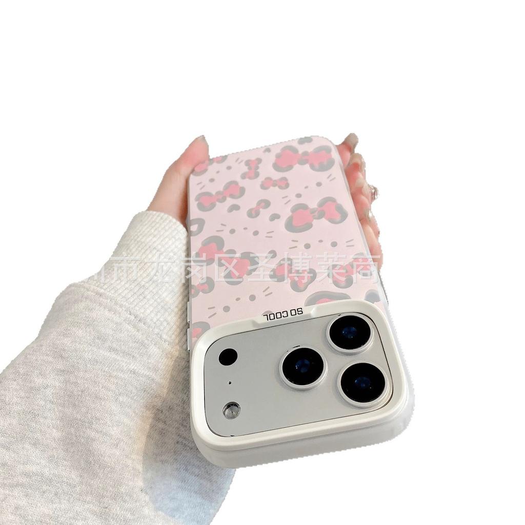 Bow KT applies to Apple 15 colored silver iPhone14Pro creative 11promax matte 16 protective case 17