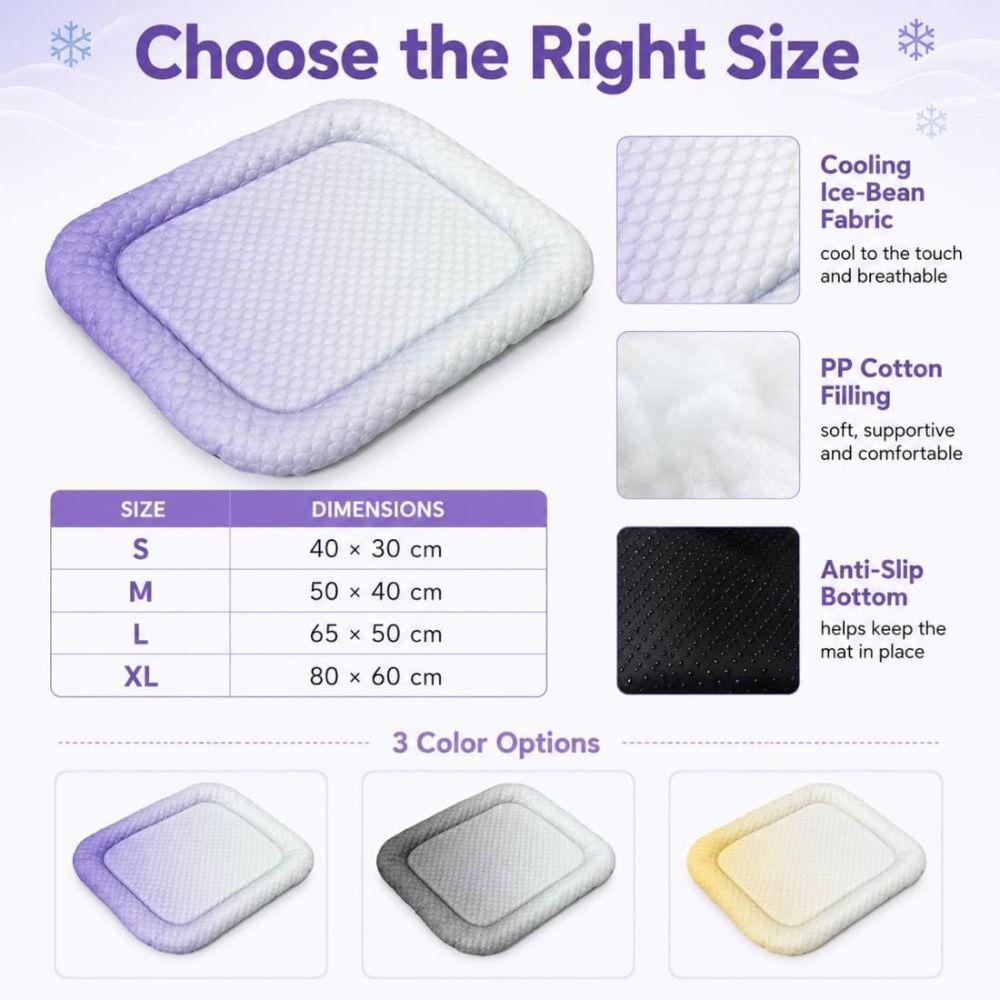 Ice Silk Dog Cooling Bed Ergonomic Oval Shape Cooling Pet Bed  for Dogs and Cats