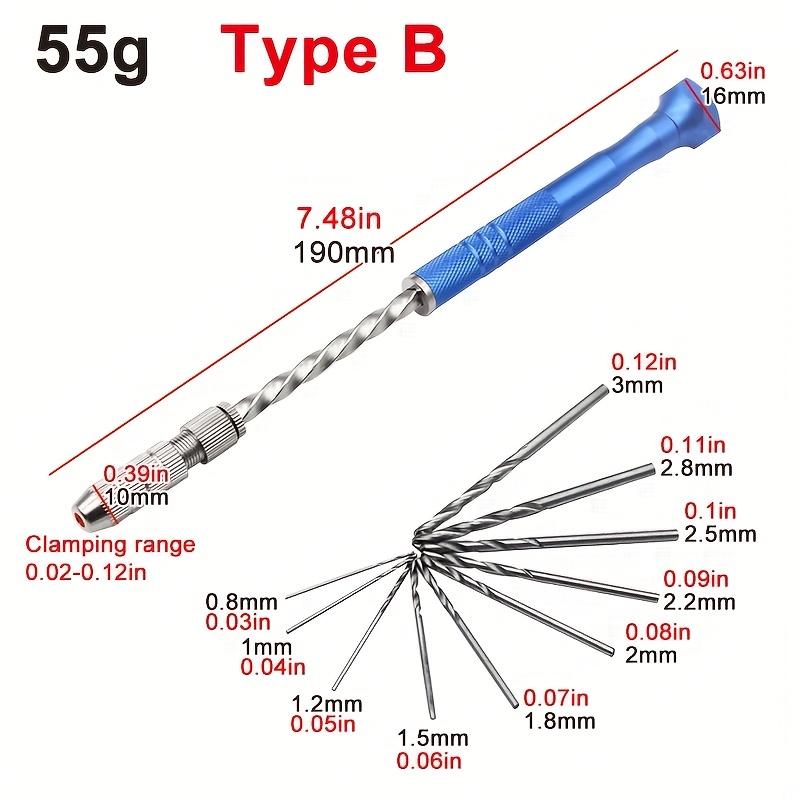 Blue Extended Semi-automatic 0.5-3mm Hand Twist Drill Amber Plastic Circuit Board Drilling Tool Twist Drill Set