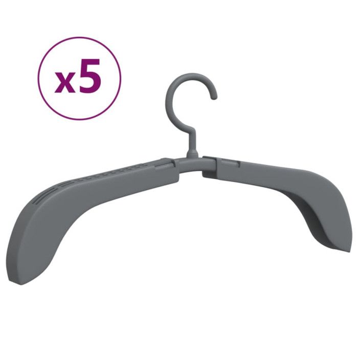 Extendable Hangers - VIDAXL - Set of 5 - Grey - Plastic - Contemporary Design