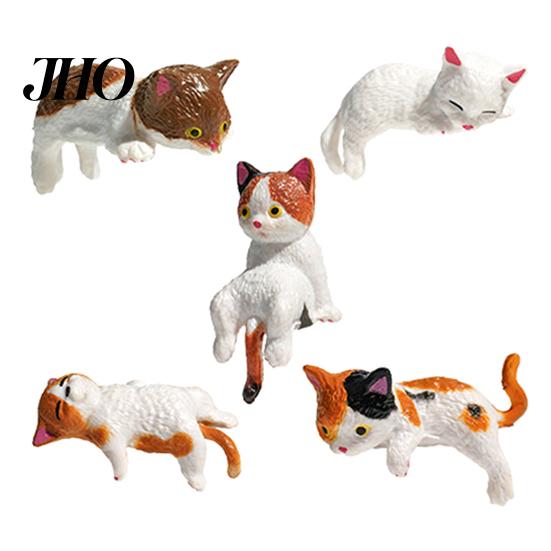 Mini Cat Figurine Miniature Cute Cartoon Kittens Ornament for Kitty Desktop Set Computer Monitor Car Dashboard Home Office Desk Decor Lover