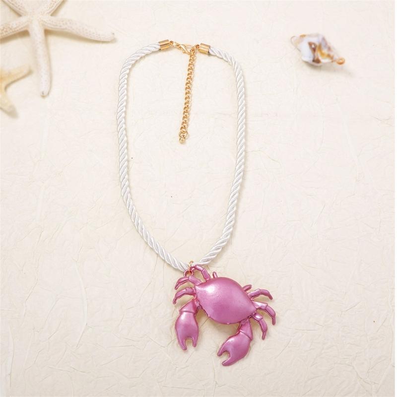 Collana Trendy con Ciondolo Granchio Multicolore Catena Clavicola in Lega Multicolore Gioiello Statement Per Uso Quotidiano
