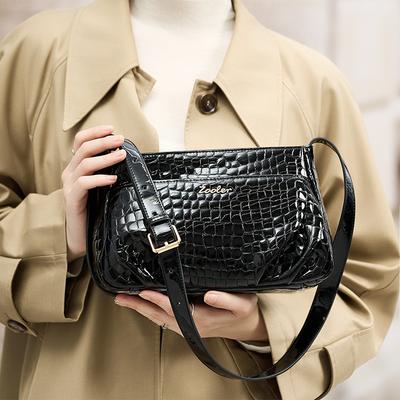 Luxurious New Light Black Feminine Cowhide Crossbody Bag Original Single Shoulder Messenger Bag