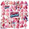 35-50pcs Pink Strawberry Ice Cream Dessert Stickers Cartoon Snacks Food Graffiti Decals Stationery Sticker Reward Gift