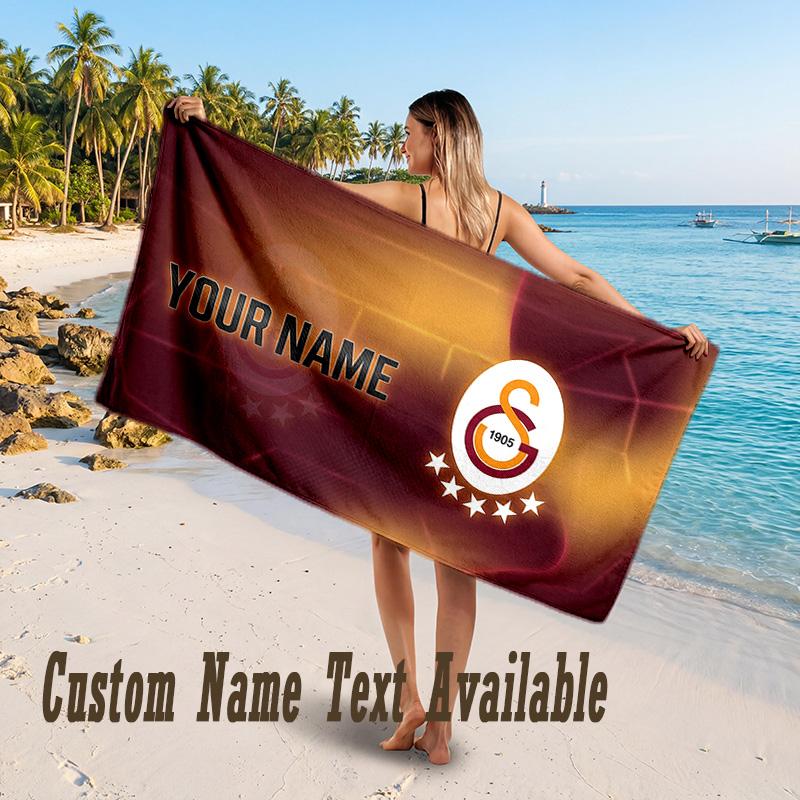 Galatasaray FC Design Beach Towel Custom Text Large Towel for Beach Vacation
