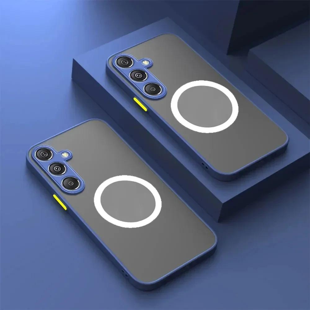 Custodia Magnetica per Telefono con Sensazione sulla Pelle per Samsung Galaxy S25 Edge S23 S24 Ultra Plus A55 A35 A25 A05S A06 A16 A26 A36 A56 5G PC Rigido