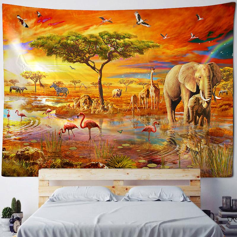 Dschungel-Vogel-Kunst-Wandteppich, psychedelische Szene, Heimdekoration, Kunst, Wandbehang, Hippie, Boho, ästhetische Raumdekoration, Heim-Wanddekoration, Yoga-Matte