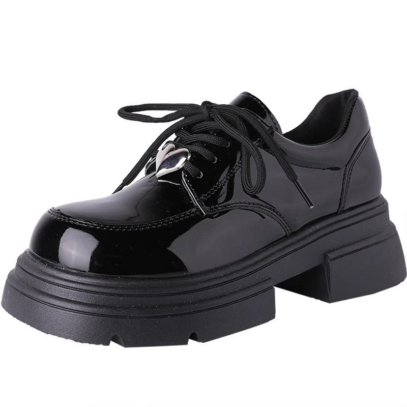 Fan Jieya Korean Single Shoes Women's 2025 Spring New Retro British Style Versatile Thick Heel Sweet Cool Black Small Leather Shoes