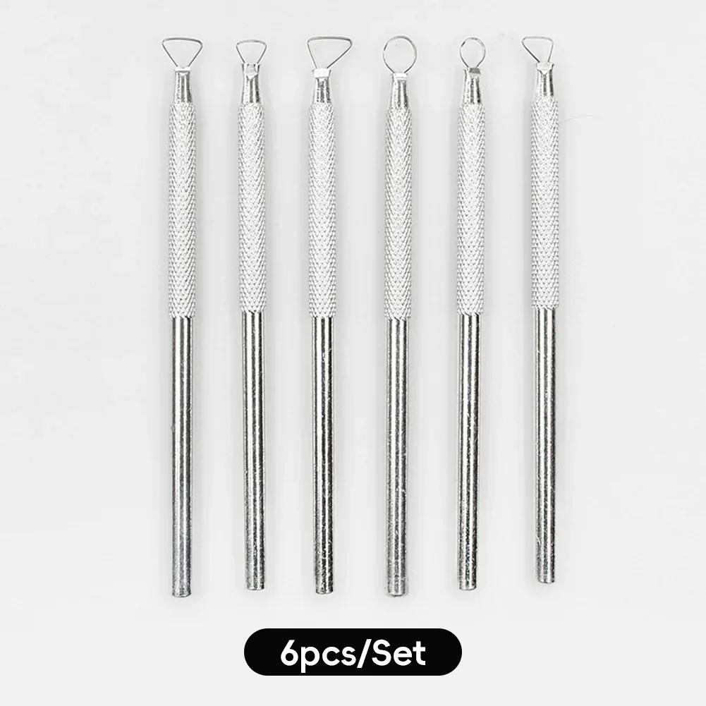 

6PCS Aluminum Clay Sculpting Tools Ribbon Trimming Feather Wire Texture Pottery Tools Set 12-13cm Carving