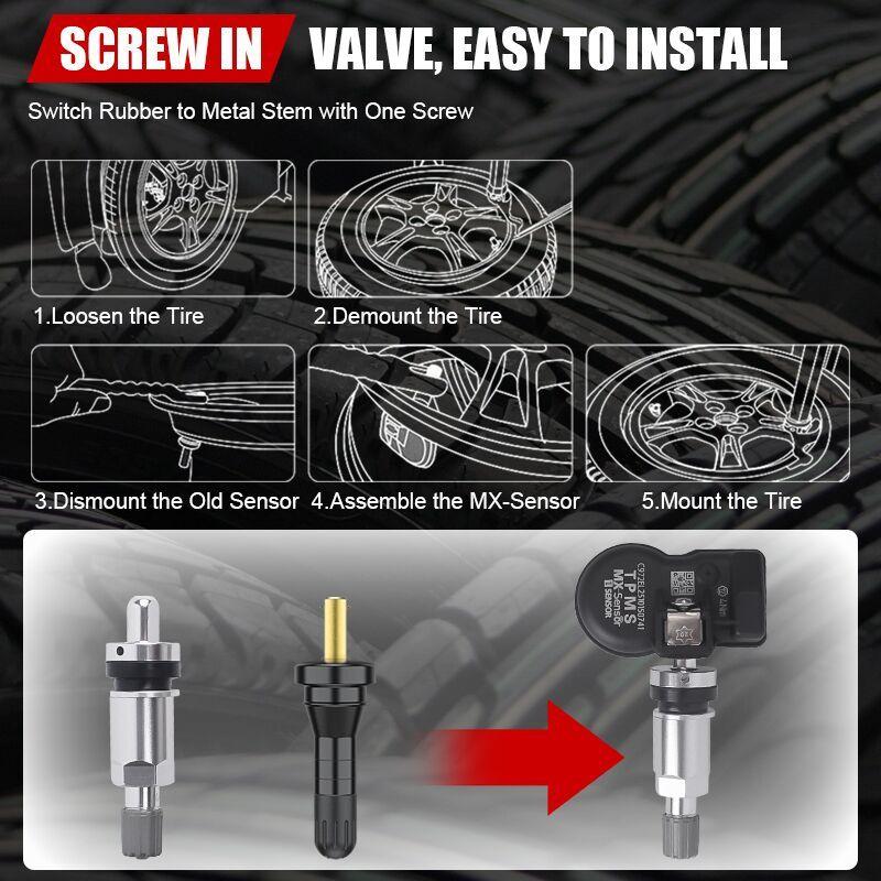 Front/Rear Left Right MX-Sensor 315 & 433MHz Programmable TPMS Universal Tire pressure Sensor 2 In 1 MX Sensor Monitor Sensor
