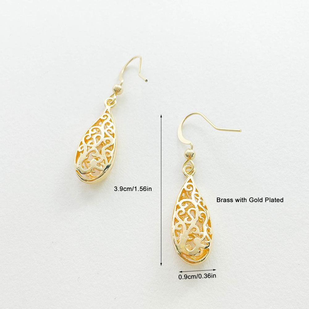 Grace Hollow Out Filligree Vine Tree of Life Teardrop Hook Drop Dangle Earrings For Women Girls Brass Gold Color Jewelry Aros