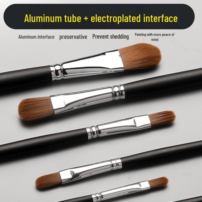 12-Piece Hog Bristle Oil Paint Brushes, Black Handles + 6-Piece Nylon Acrylic, Gouache, Watercolor Flat Brushes for Beginners