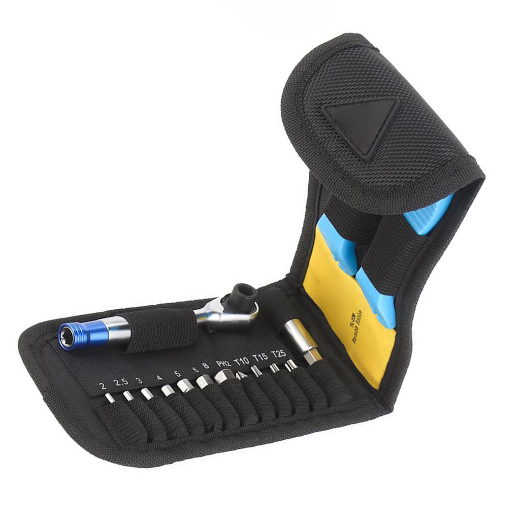 Bike Ratchet Wrench Set 72-Tooth Ratchet 5 Degrees  Swing Angle Tool Kit Bidirectional Rotation Magnetized Attachment Compact Space