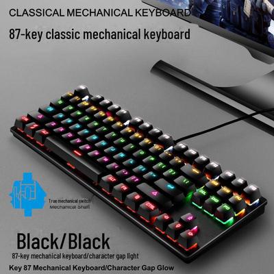 Herní mechanická klávesnice s 87 klávesami, kabelová, USB a modrými spínači