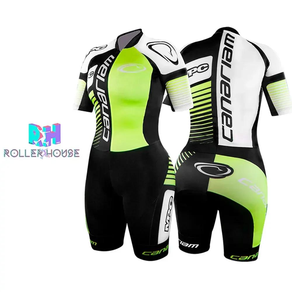 Damen Skates Anzug Herren und Kinder Pro Triathlon Lycra Speed Inline Rollschuh Skinsuit Bequem Sommer Schnelles Skaten Speed Anzug