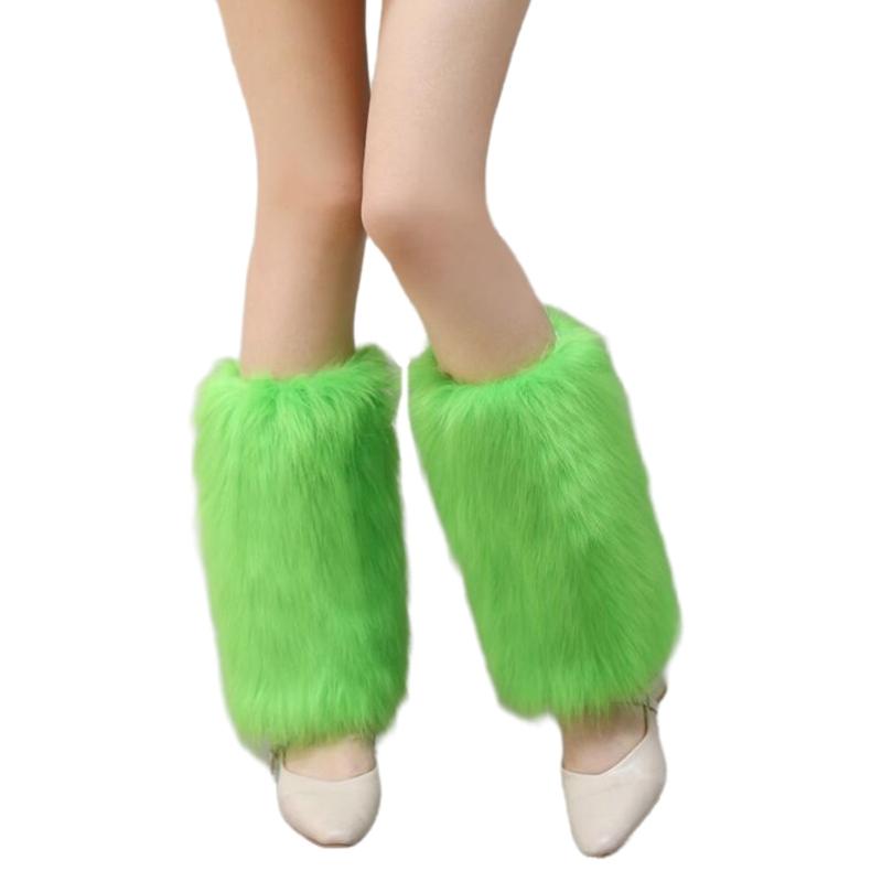 Winter Fuzzy Leg Warmers for Women Soft Stylish Plush Boot Toppers Covers In Bright Solid Color Furry Leg Sleeve Socks