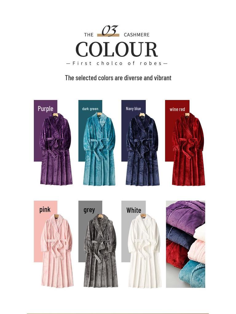 Patchwork Plus Size Losse Flanellen Koraalvlies Badjas voor Mannen & Vrouwen - Herfst Winter