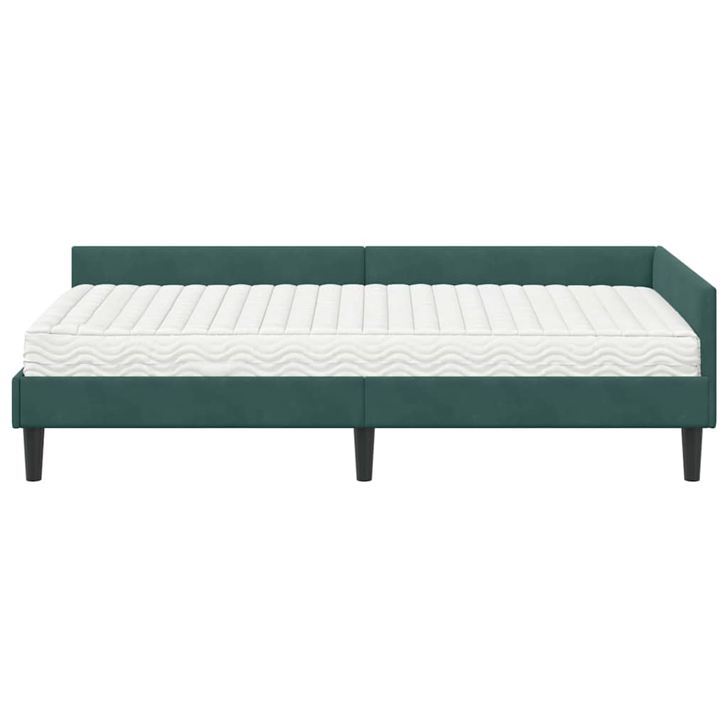 Corner Bed Frame with Mattress Other 2 Pcs Green Velvet