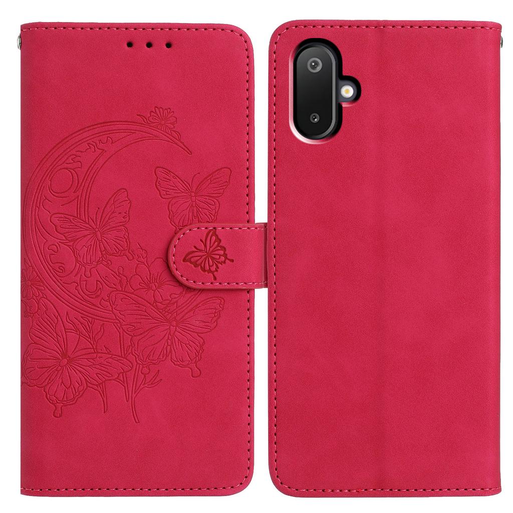 Für Samsung Galaxy M06 5G/F06 5G Hülle Schmetterling Blume Geprägt PU Leder Brieftasche Ständer Handyhülle