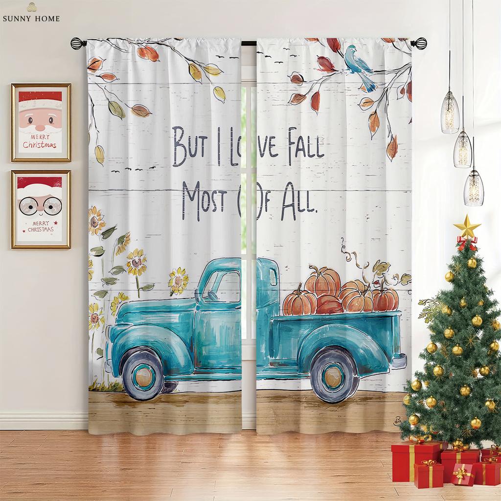 Vánoční dekorace závěsy vánoční stromek Santa Claus kreslený potisk závěsy restaurace ložnice sváteční dekorace závěsy