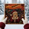 Seasonal DIY Art Supplies Xmas Faux Pearl Kit, Santa Claus Reindeer Painting Calming Hands On Hobbies Sparkling 3D Festive Wall Craft Kit for Adults,
