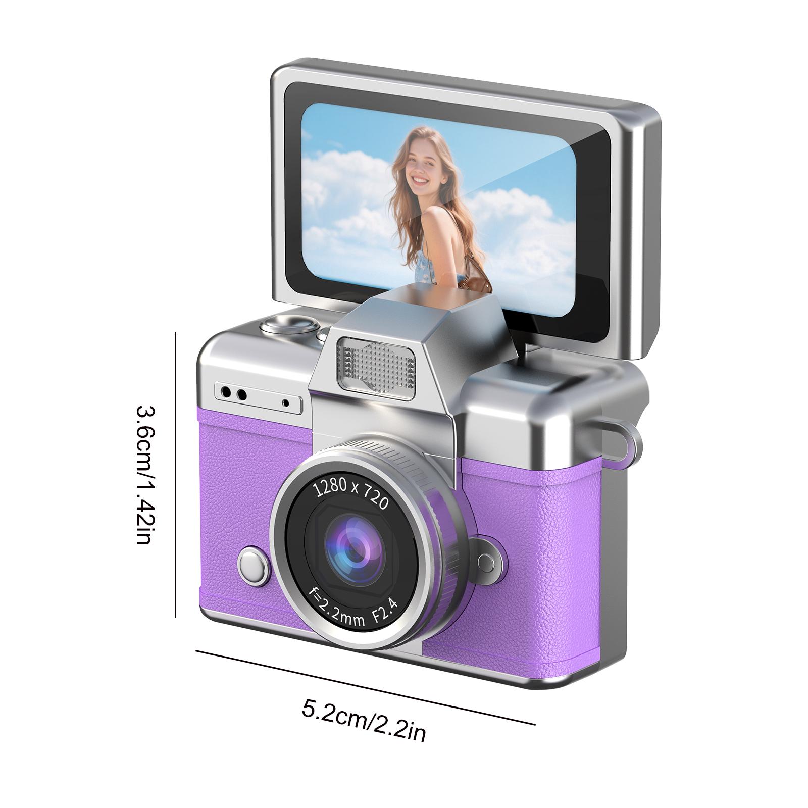 

Retro Mini Keychain CCD Camera with 180° Flip Screen Digital Camera Portable Sports Camera for Kid Outdoor Travel Photography фиолетовый