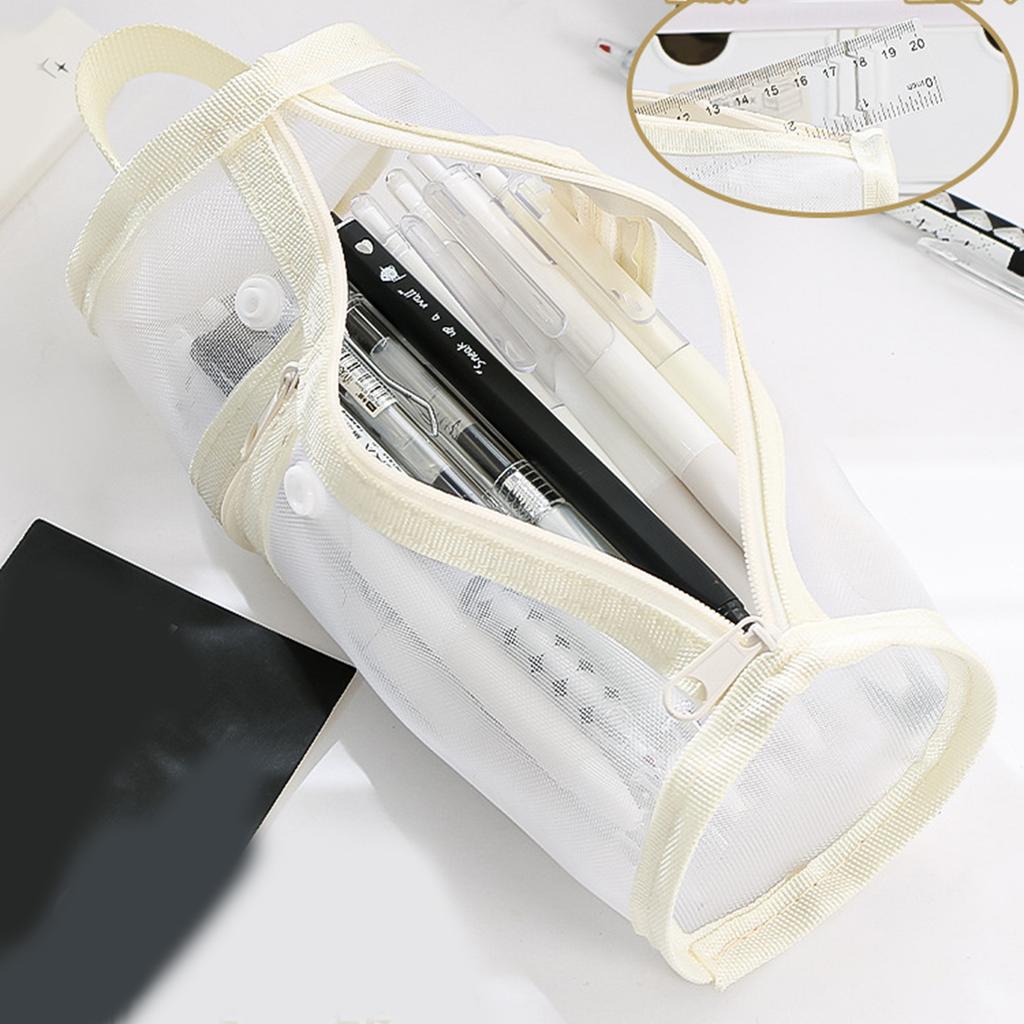 Simple Pencil Case Clear Pencil Bag Large Capacity Pen Case Pen Pouch Cylindrical Pen Bag Pencil Organisers for School