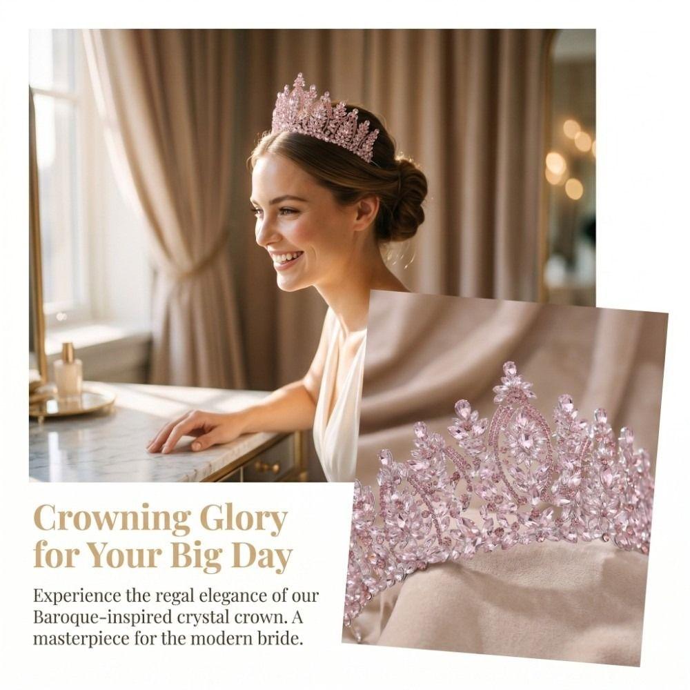 Luxury Bridal Tiara Multi Color Pageant Crown Headwear Baroque Crystal Wedding Crown  Women Party