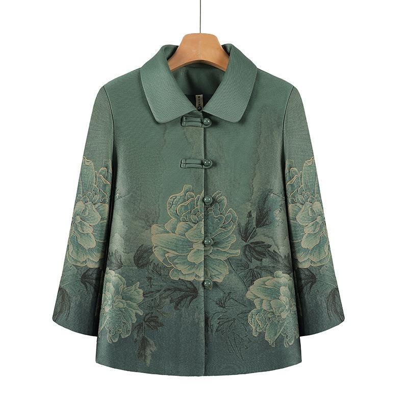 

Осеннее женское новое пальто, однобортный лацкан, одежда для пожилой женщины 5XL (recommended 145-77.5 kg) зелёный