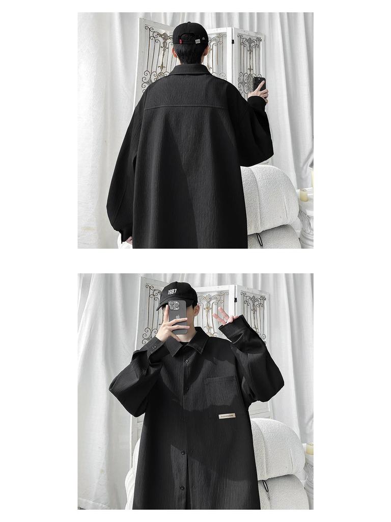 Men's Long Sleeve White Shirt - Autumn 2025 Casual Hong Kong Style Button-Down Shirt for Teens and Boys