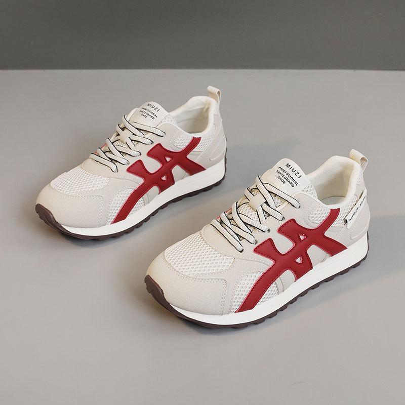 New Spring and Summer Breathable Thin-soled Color-blocking Women's Shoes for Women's Shoes Sports and Casual Height-enhancing Round Head