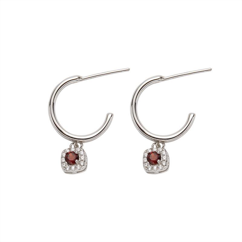 Niche High-End Sense S925 Sterling Silver Natural Colored Treasure Sugar Snowflake Earrings Light Luxury Non-Fading Jewelry